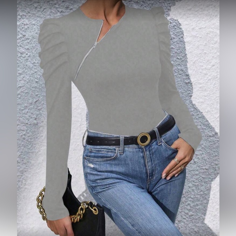 Gray Long Sleeve Women's Top